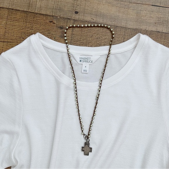 White Short Sleeve ⭐️NWOT KNIT Blouse/Top - Picture 4 of 10